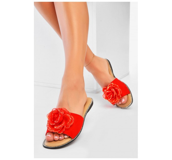 Шльопанці жіночі червоного кольору 192715L