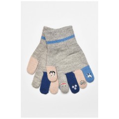 Рукавички дитячі демісезонні сірого кольору з малюнком 192727L