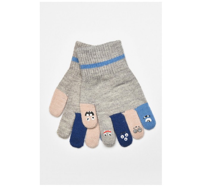 Рукавички дитячі демісезонні сірого кольору з малюнком 192727L