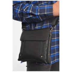 Сумка мужская через плечо из экокожи черного цвета 192814L