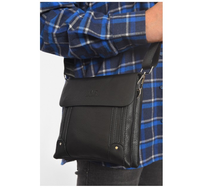 Сумка мужская через плечо из экокожи черного цвета 192814L