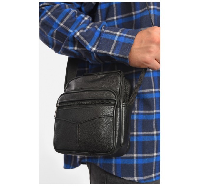 Сумка мужская через плечо из экокожи черного цвета 192817L