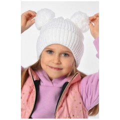 Шапка підліткова для дівчинки однотонна білого кольору 193180L