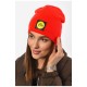Шапка жіноча зимова на флісі однотонна червоного кольору 193190L