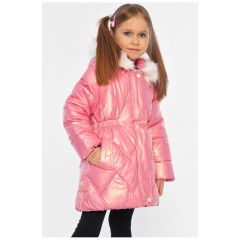 Куртка дитяча для дівчинки єврозима на штучному хутрі рожевого кольору 193346L
