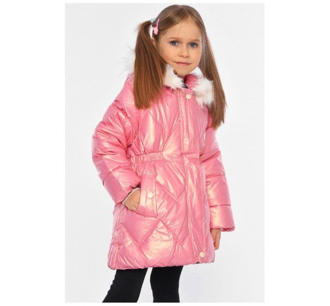 Куртка детская для девочки еврозима на искусственном меху розового цвета 193346L