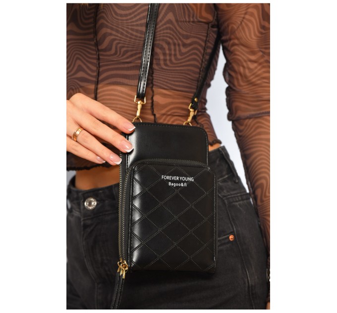 Клатч жіночий з екошкіри чорного кольору 193586L