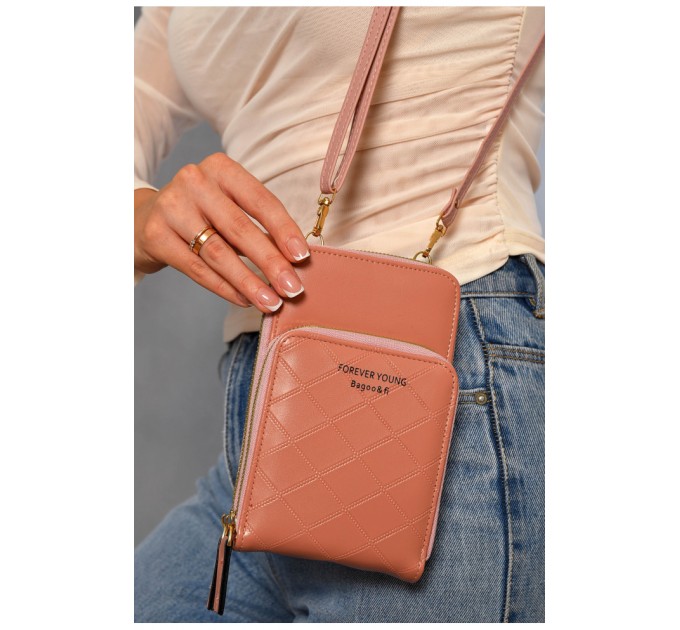 Клатч жіночий з екошкіри темно-рожевого кольору 193591L