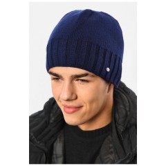 Мужская шапка на флисе синего цвета 193799L