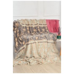 Плед коричневого цвета с принтом размер 150*200 194103L