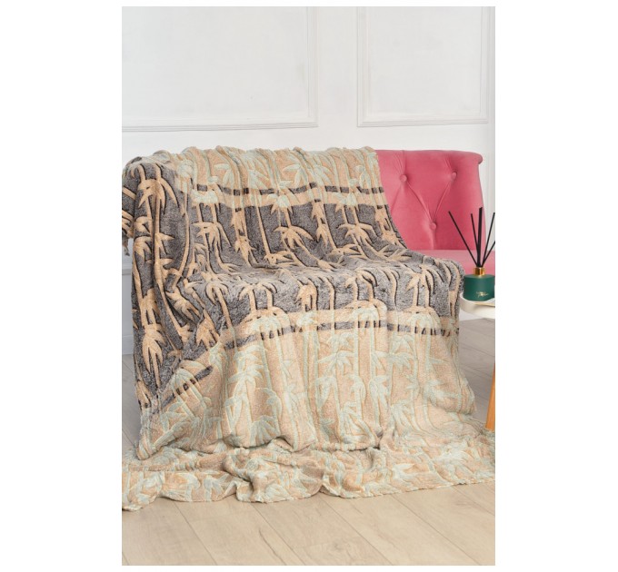 Плед коричневого цвета с принтом размер 150*200 194103L