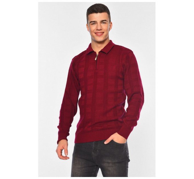 Светр чоловічий однотонний бордового кольору 194526L