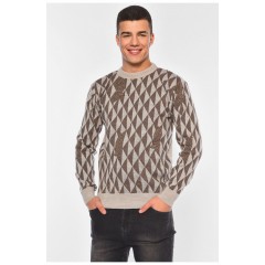 Светр чоловічий однотонний бежевого кольору 194527L
