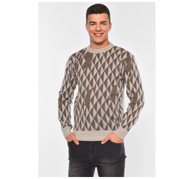 Светр чоловічий однотонний бежевого кольору 194527L