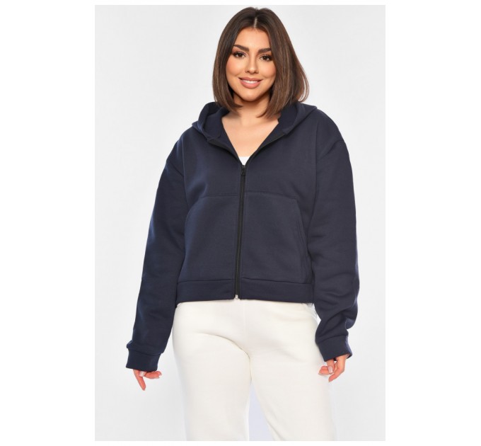 Худі жіноче на флісі темно-синього кольору 194808L
