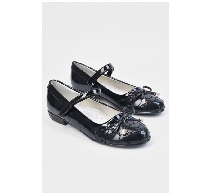Туфлі для дівчинки чорного кольору на ліпучці 194969L