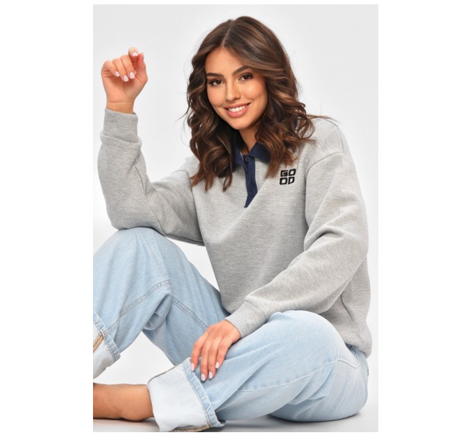 Свитшот женский серого цвета 195075L