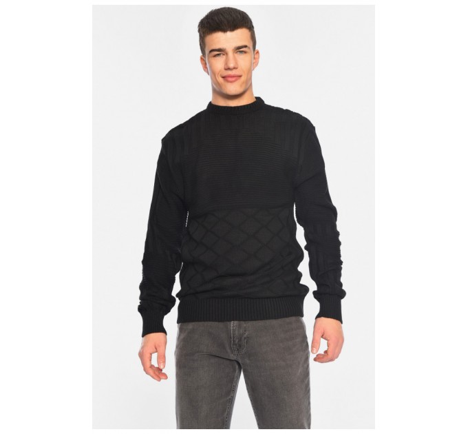 Свитер мужской однотонный черного цвета 195388L