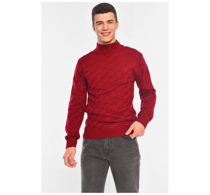 Свитер мужской однотонный бордового цвета 195390L