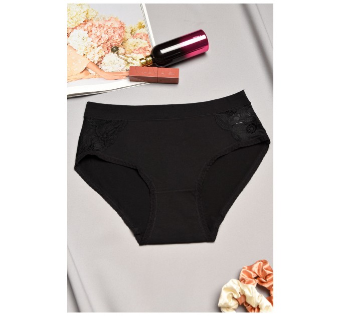 Труси жіночі напівбатальні чорного кольору 195594L