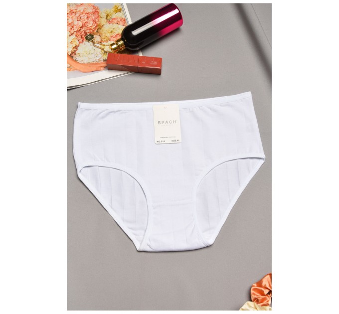 Трусы женские полубатальные белого цвета 195607L.