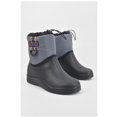 Дутики дитячі на хутрі чорно-сірого кольору 195782L