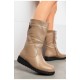 Чоботи жіночі зимові на блискавці темно-бежевого кольору 195824L