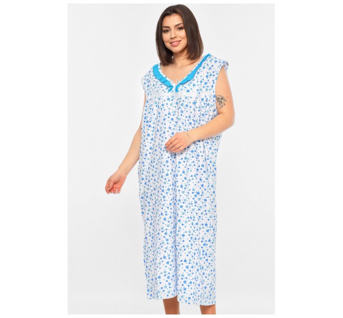 Ночная женская рубашка батальная белого цвета с принтом 195891L