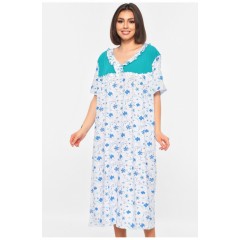 Нічна сорочка жіноча батальна білого кольору з принтом 195896L