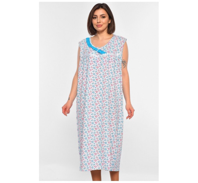 Ночная женская рубашка батальная белого цвета с принтом 195919L