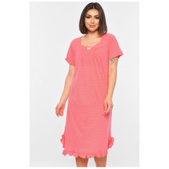 Нічна сорочка жіноча напівбатальна коралового кольору з принтом 196003L Нічна сорочка жіноча напівбатальна коралового кольору з принтом 196003L