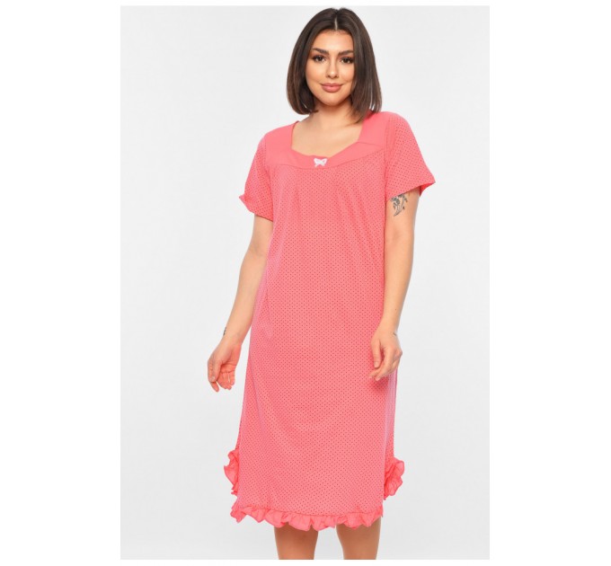 Нічна сорочка жіноча напівбатальна коралового кольору з принтом 196003L