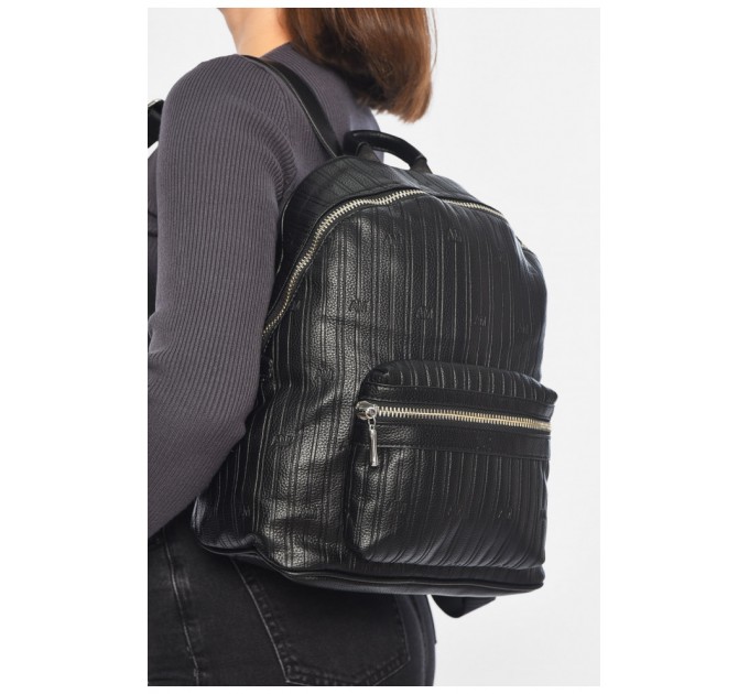 Женский рюкзак из экокожи черного цвета 196056L