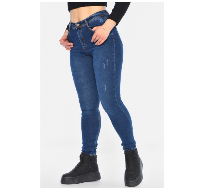 Джинсы женские скинные темно-синего цвета 196243L