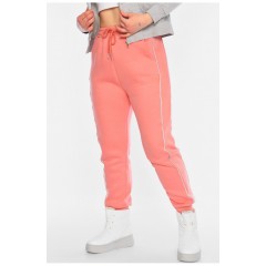 Спортивні штани жіночі на флісі персикового кольору 196369L