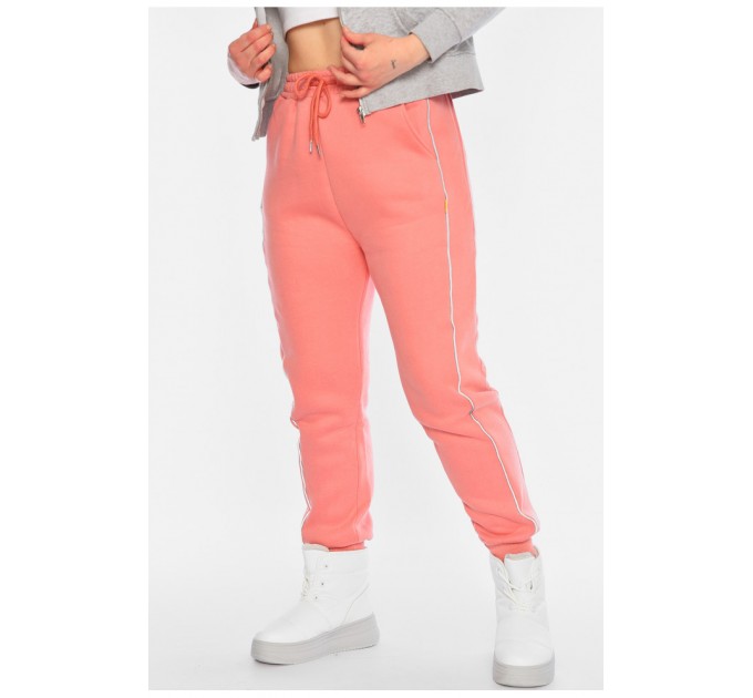 Спортивні штани жіночі на флісі персикового кольору 196369L