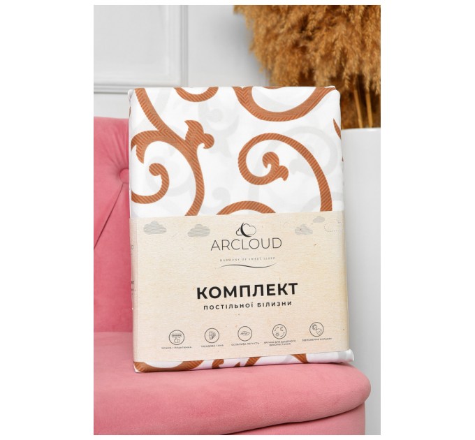 Комплект постільної білизни євро з принтом білого кольору 196753L