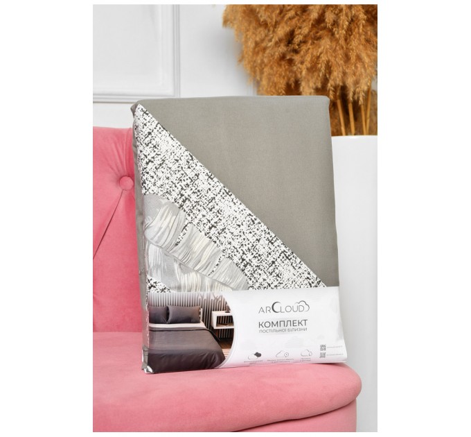 Комплект постільної білизни євро з принтом сірого кольору 196761L