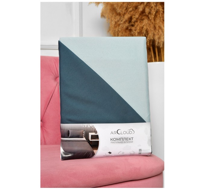 Комплект постельного белья евро однотонный зеленого цвета 196762L