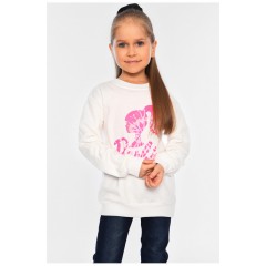 Детский батник для девочки на небольшом флисе белого цвета с принтом 197172L