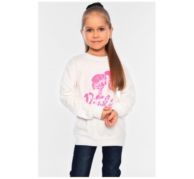 Детский батник для девочки на небольшом флисе белого цвета с принтом 197172L