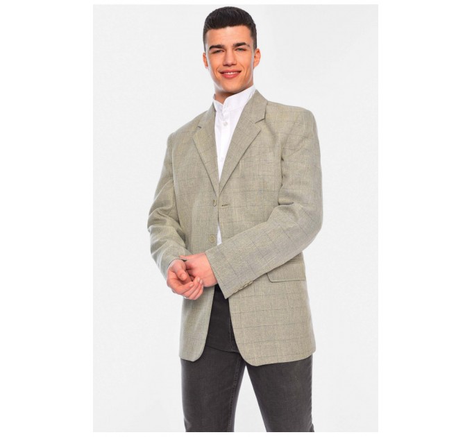 Мужской пиджак однотонный оливкового цвета 197254L