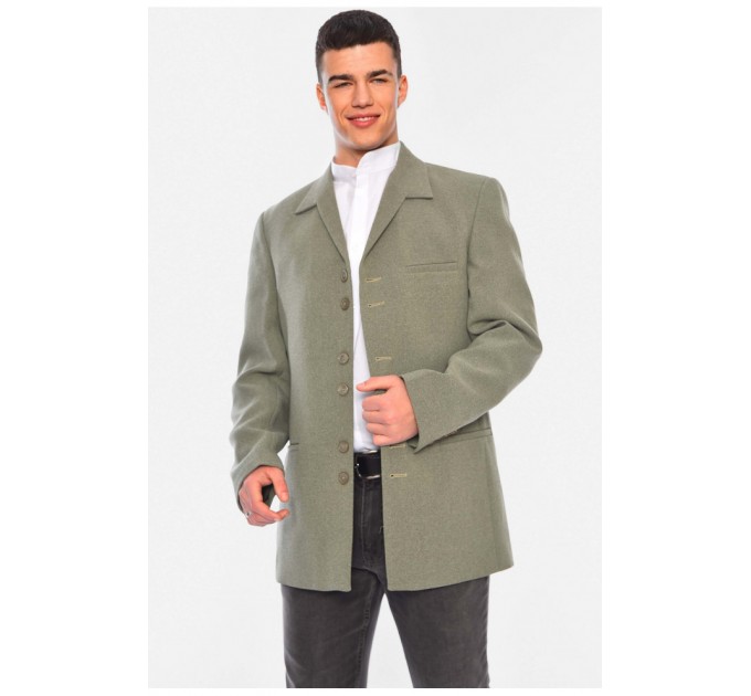 Мужской пиджак однотонный оливкового цвета 197257L