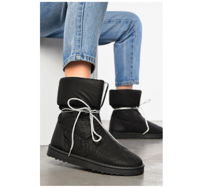 Дутики женские на меху черного цвета 197568L