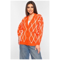 Кардиган женский оранжевого цвета с принтом 199697L