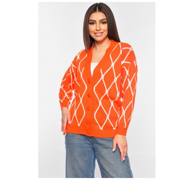 Кардиган жіночий помаранчевого кольору з принтом 199697L