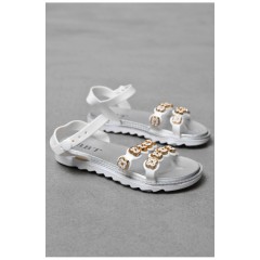 Босоніжки дитячі для дівчинки білого кольору 200043L
