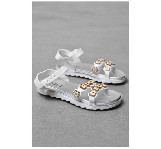 Босоніжки дитячі для дівчинки білого кольору 200043L