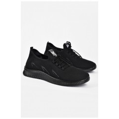 Кросівки чоловічі чорного кольору на шнурівці текстиль 200162L