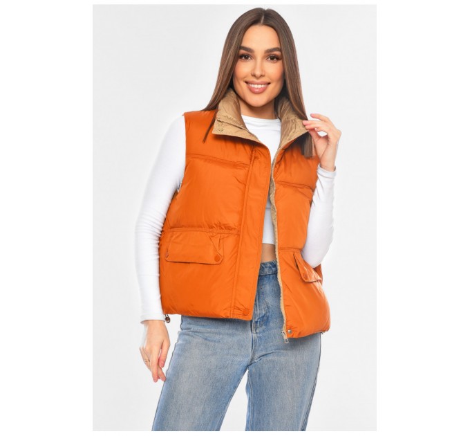 Жилетка жіноча однотонна помаранчевого кольору 200304L